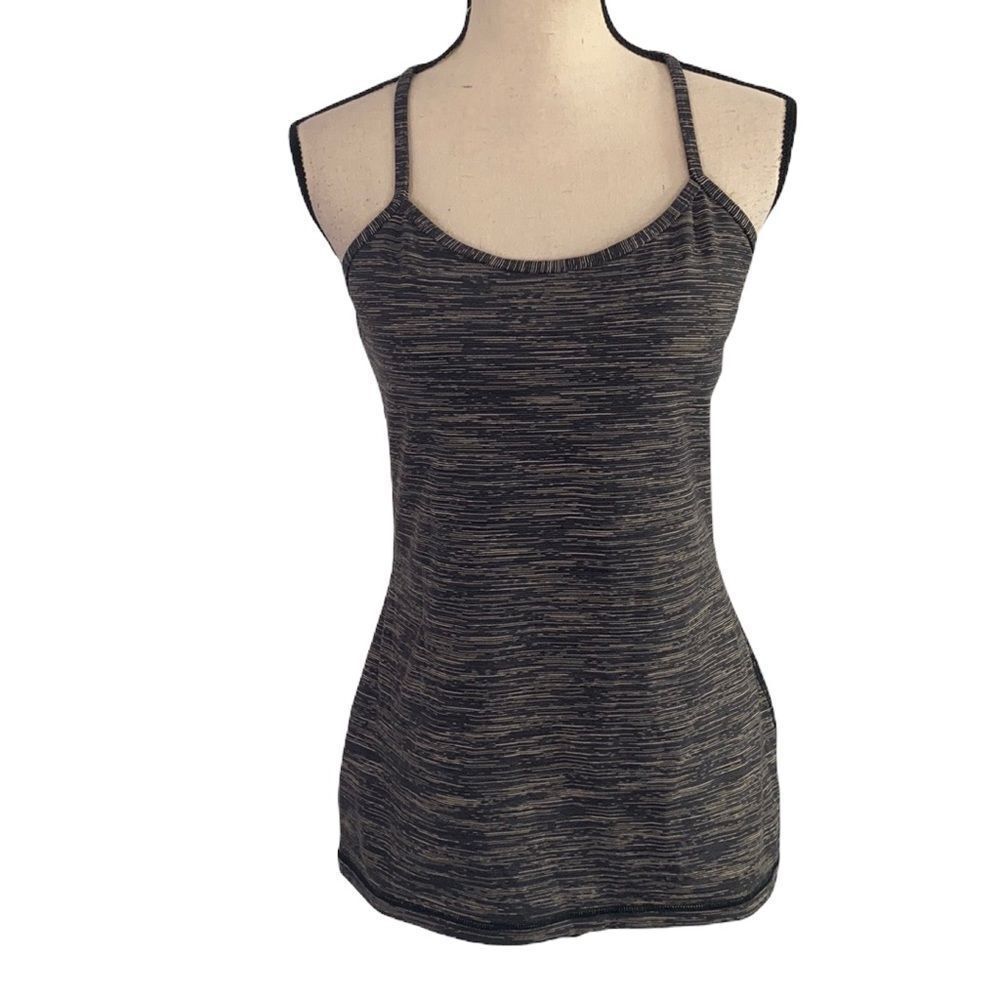 Lululemon Power Y Tank Gray Tan Straps Size 10